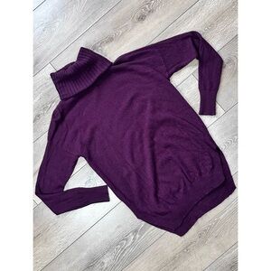 Ann Taylor Chunky Turtleneck Cashmere Sweater Eggplant